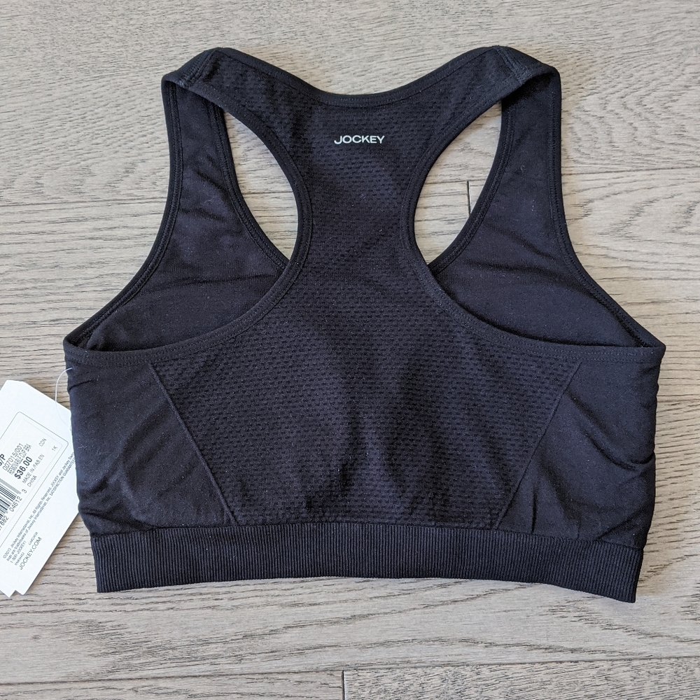 Jockey Sport Removable Cup Seamless Racerback Sports Bra Black Small - Picture 3 of 3